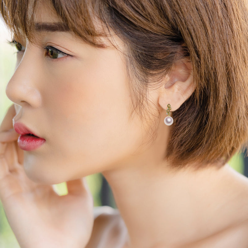 K18 8.0㎜ Design earrings D0.01ct -Tensei Pearl Online Store Tenari Pearl Official Mail Order Shop